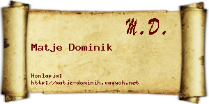 Matje Dominik névjegykártya